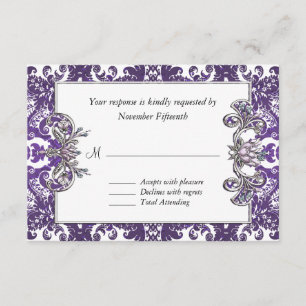 Elegant Purple Baroque Wedding RSVP Card