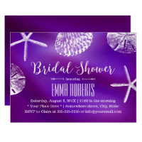 Elegant Purple Beach Wedding Bridal Shower Invitation