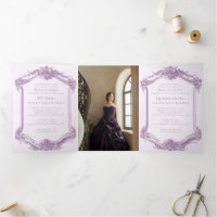 Elegant Purple Bilingual Quinceañera 15th Birthday
