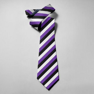 Elegant Purple Black and White Stripes Groom Neck Tie