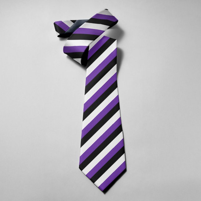 Elegant Purple Black and White Stripes Groom Neck Tie (Creator Uploaded)