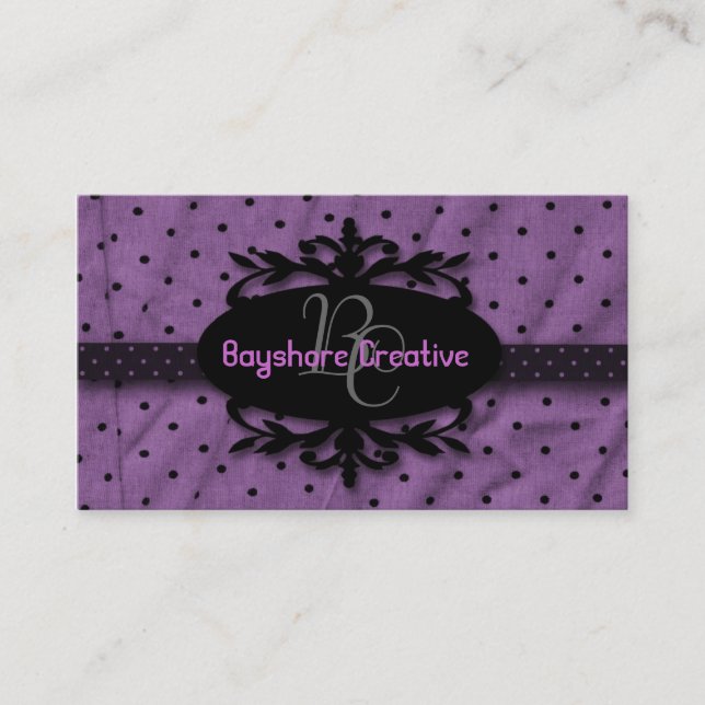 Elegant Purple Black Business Card (Front)