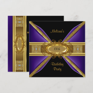 Elegant Purple Black Gold Birthday Party Invitation