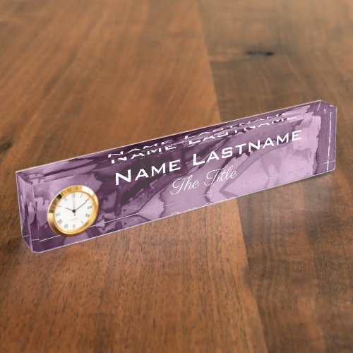 Elegant purple black marble desk name plate
