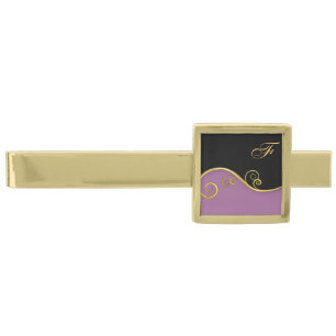 Elegant purple-black Tie Bar with Initial