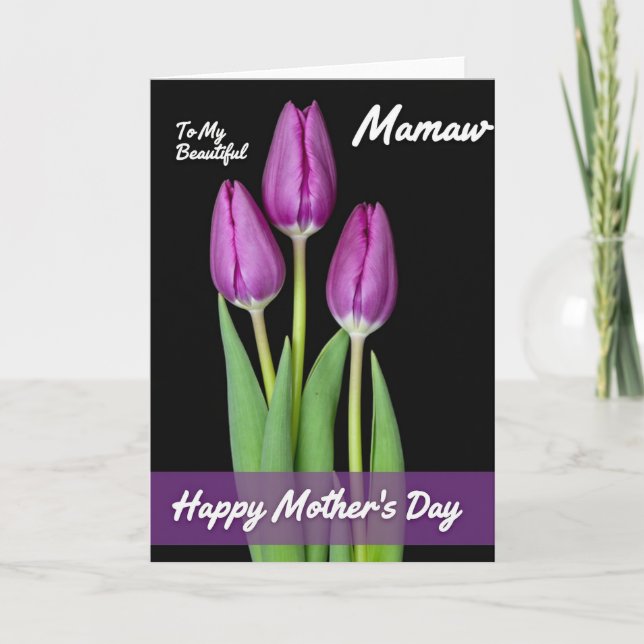 Elegant Purple Blossom Mother Card (Front)