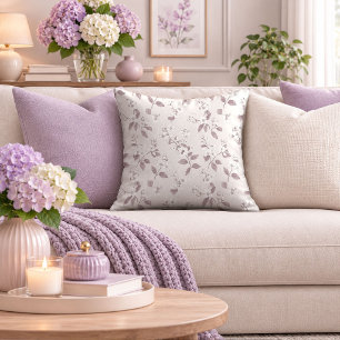 Elegant Purple Blossoms Decorative Accent Pillow