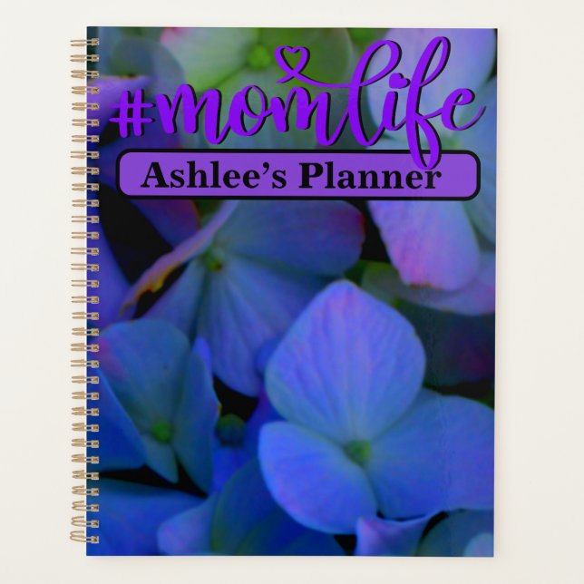 Elegant purple blue Blue floral for her #mom Planner (Front)
