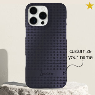 Elegant Purple Blue Dots Line Pattern Custom Name iPhone 16 Pro Max Case