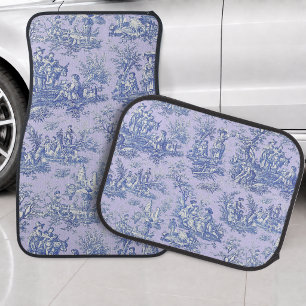 Elegant Purple Blue French Toile de Jouy Car Floor Mat