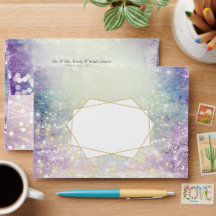 Elegant Purple Blue Gold Geometric Wedding