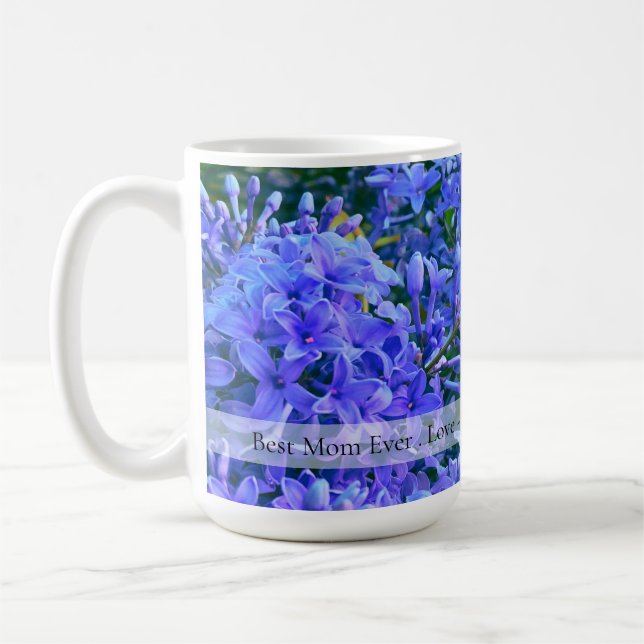 Elegant purple blue lilacs personalize  coffee mug (Left)