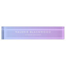 Elegant Purple Blue Ombre Desk Name Plate