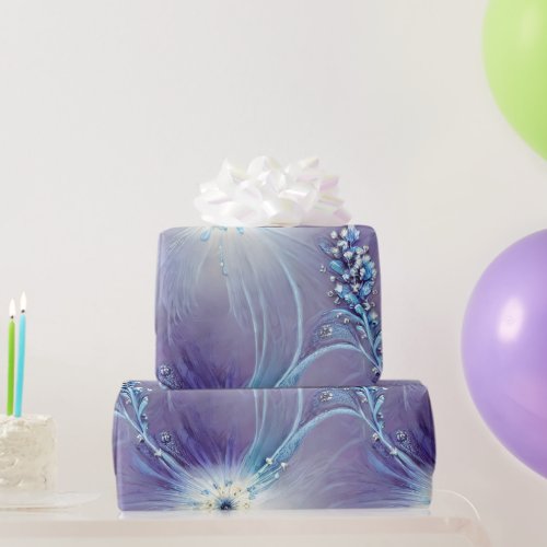 Elegant Purple Blue  Rhinestone Swirls Wrapping Paper