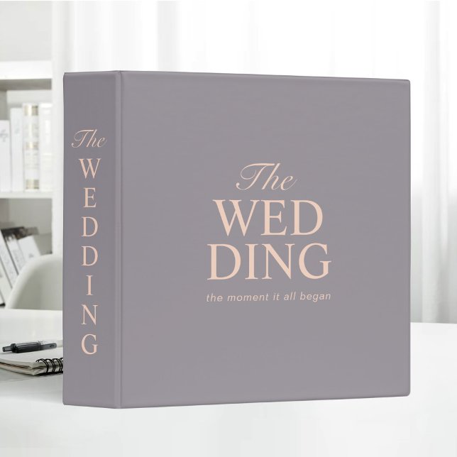 Elegant Purple Blush Bold Wedding Typography 3 Ring Binder (Creator Uploaded)