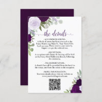 Elegant Purple Boho Roses Wedding Details QR Code