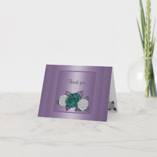 ELEGANT PURPLE BORDERED ROSE THANK YOU CARD2