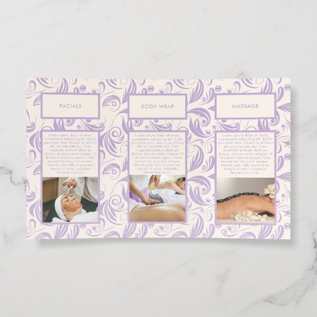 Elegant Purple Botanical Floral Pattern Photo Brochure