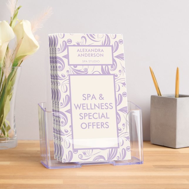Elegant Purple Botanical Floral Pattern Photo Brochure (Insitu)