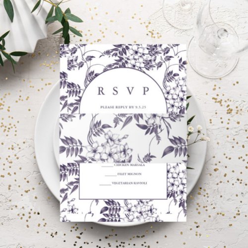 Elegant Purple Botanical Floral Wedding Invitation Belly Band