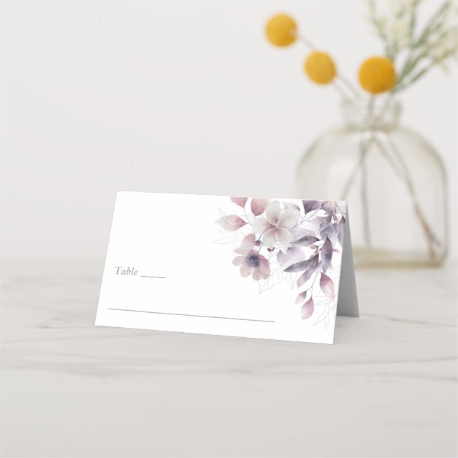 Elegant Purple Botanical Place Card (Front)