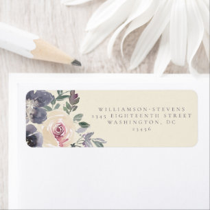 Elegant Purple Botanical Wedding Return Address Label