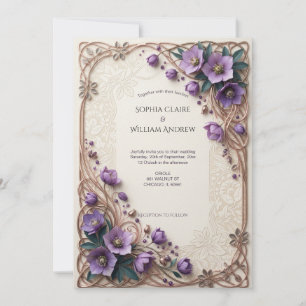 Elegant Purple Bougainvillea Lilac Wedding Invitation