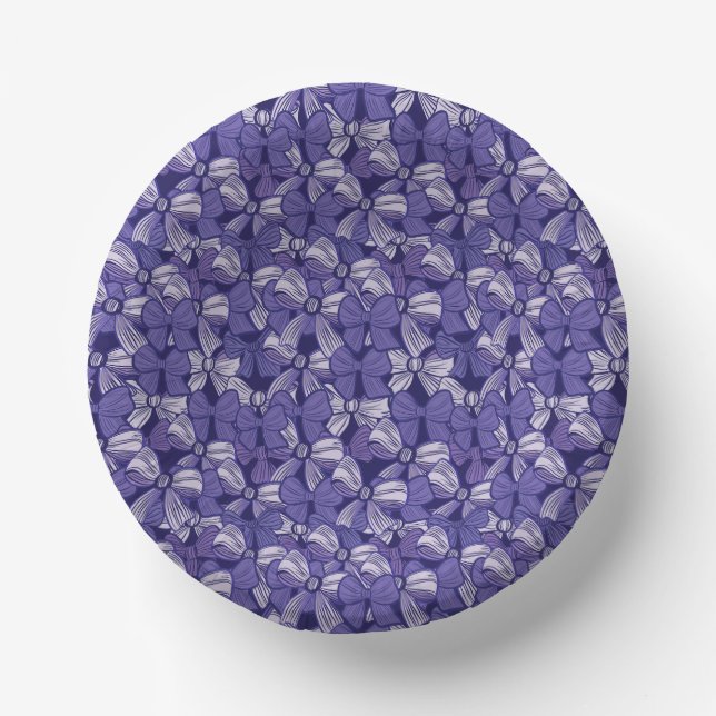 Elegant Purple Bow Pattern Paper Bowls (Front)