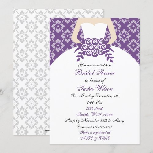 Elegant purple Bridal Shower Invitation