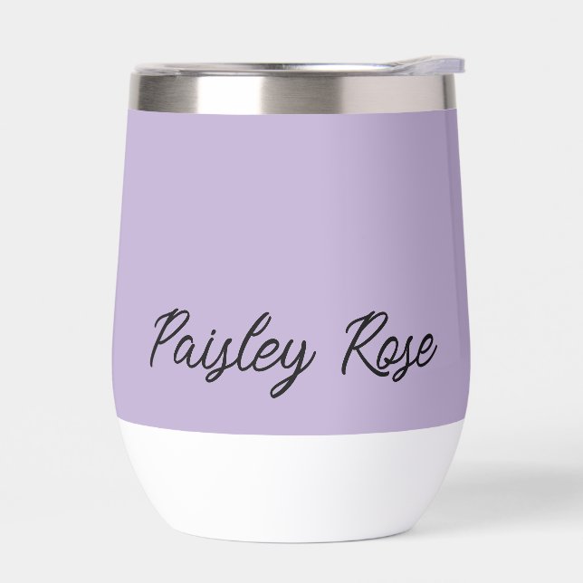 Elegant Purple Bridal Shower Thermal Wine Tumbler (Left)