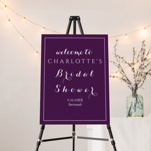Elegant Purple Bridal Shower Welcome Sign