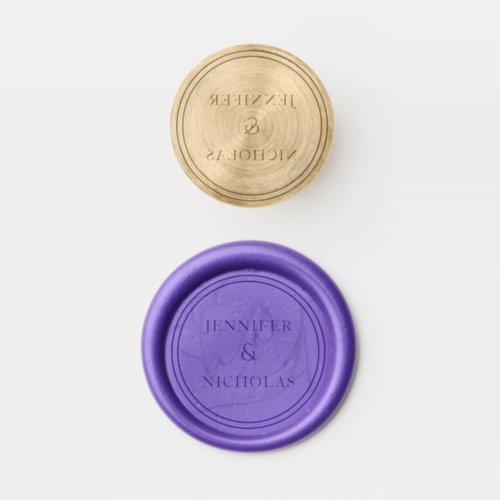 Elegant Purple Bride And Groom Names Wedding Wax Seal Stamp