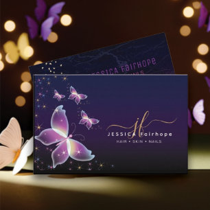 Elegant Purple Bright Butterflies Business Card
