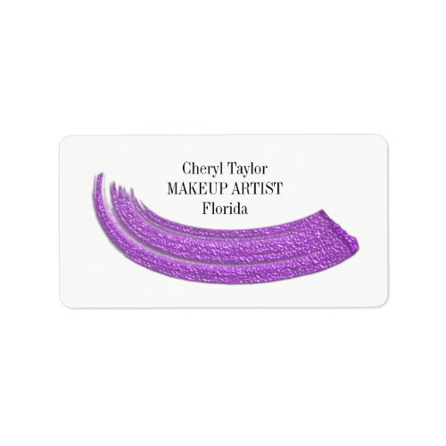 Elegant Purple Brush Stroke Personalized Label