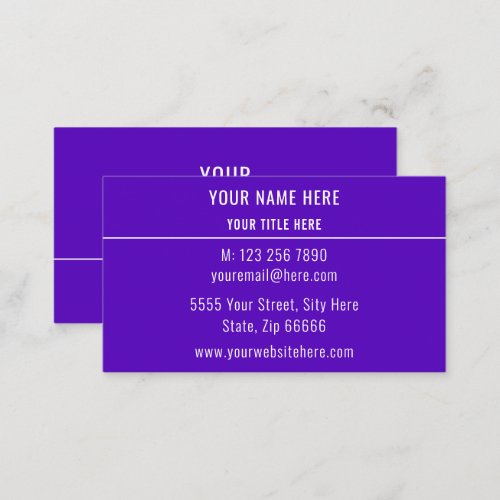 Elegant Purple Business Card Make Your Own Design