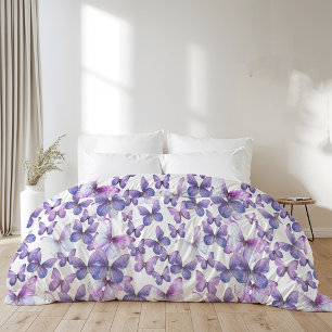 Elegant Purple Butterflies Pattern Comforter Duvet Cover
