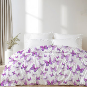 Elegant Purple Butterflies Pattern Comforter or Duvet Cover