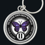 Elegant Purple Butterfly 12-Step NA AA Coin Keychain<br><div class="desc">Our Addiction Recovery Medallion Keychains are a perfect way to recognize a Sobriety Birthday or Recovery Anniversary because they offer something that mass produced medallion keychains just can't... the option to personalize! Make them feel unique and appreciated by giving personalized. Add any name, recovery date and length of sobriety! Designed...</div>