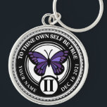 Elegant Purple Butterfly 12-Step NA AA Coin Keychain<br><div class="desc">Our Addiction Recovery Medallion Keychains are a perfect way to recognize a Sobriety Birthday or Recovery Anniversary because they offer something that mass produced medallion keychains just can't... the option to personalize! Make them feel unique and appreciated by giving personalized. Add any name, recovery date and length of sobriety! Designed...</div>