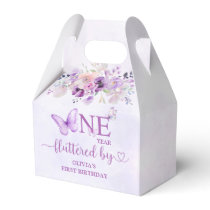 Elegant Purple Butterfly 1st Birthday Party Favor Boxes