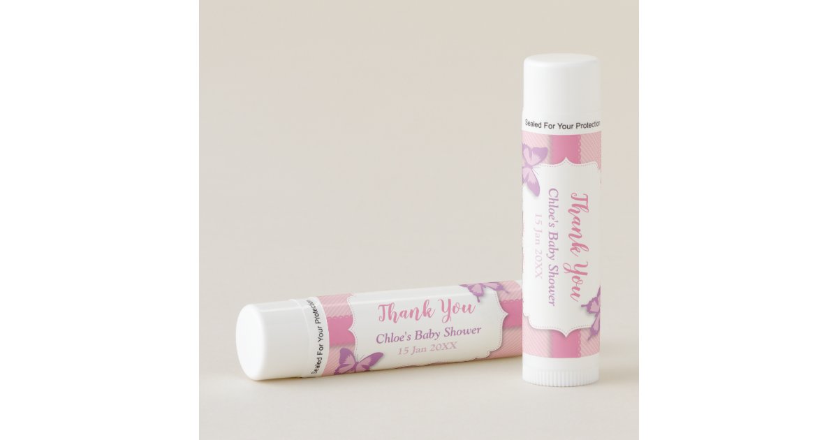 Elegant Purple Butterfly Baby Shower Favors Lip Balm Zazzle Com