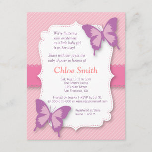 Elegant Purple butterfly baby shower Invitation