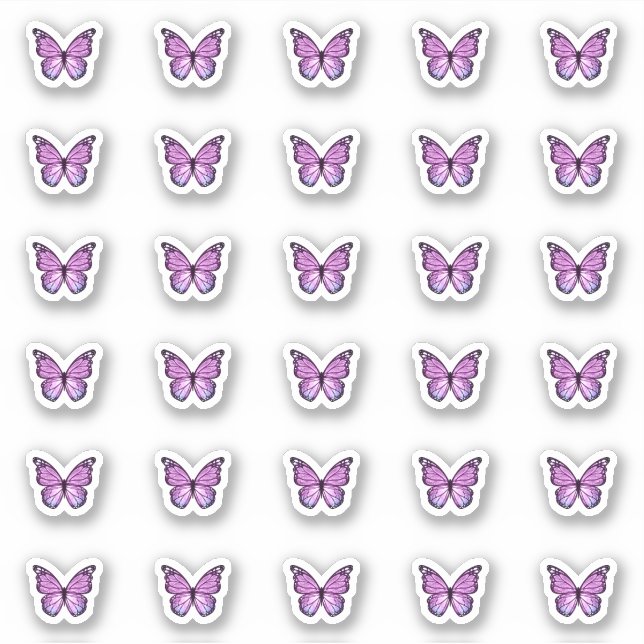Elegant Purple Butterfly Kisses Monogram Candy Sticker (Front)