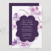 Elegant Purple Butterfly Wedding Invitation (Front/Back)