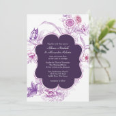 Elegant Purple Butterfly Wedding Invitation (Standing Front)