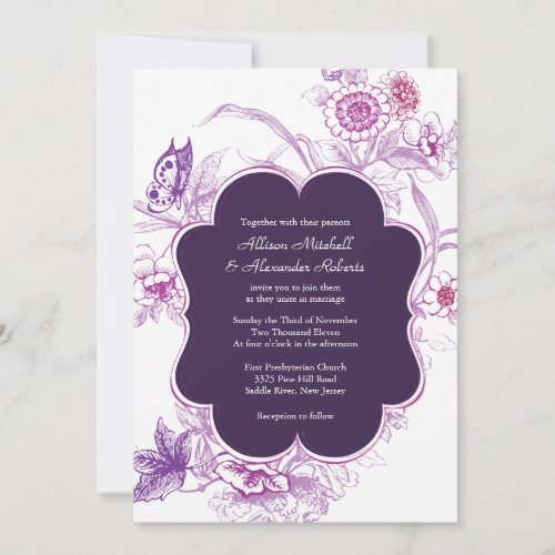 Elegant Purple Butterfly Wedding Invitation