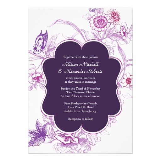 Purple Butterfly Wedding Invitations 1