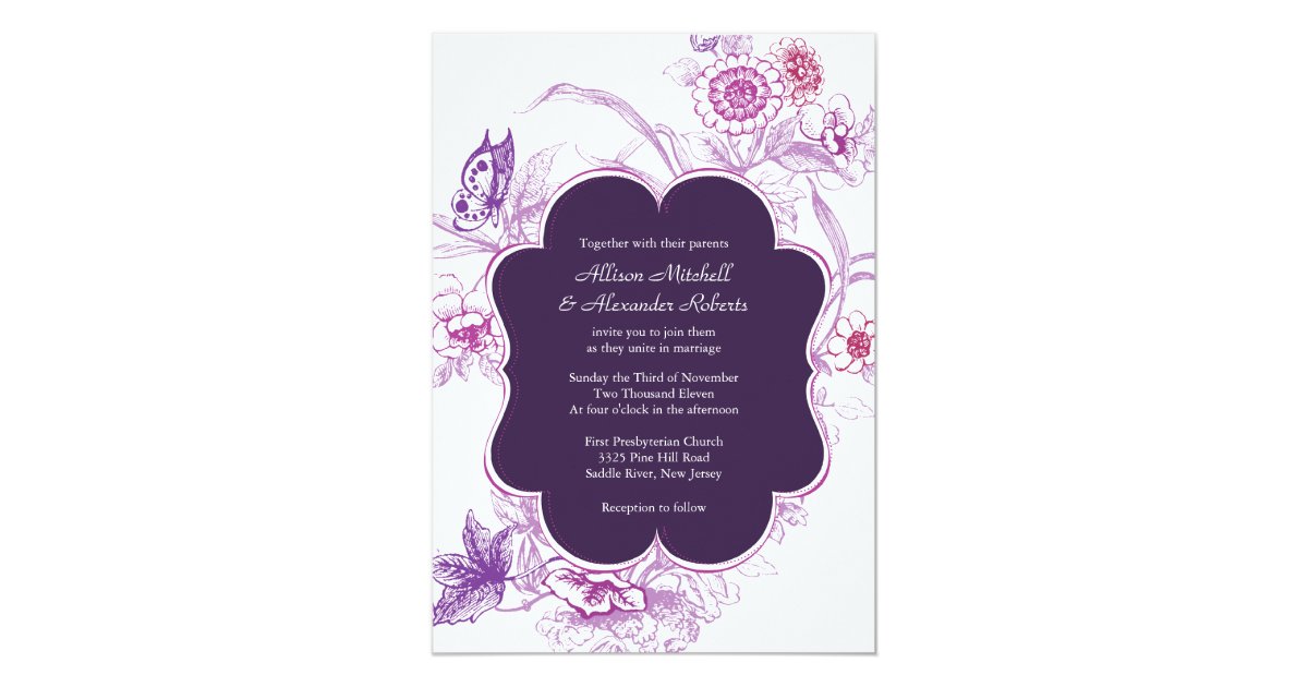 Elegant Purple Butterfly Wedding Invitation | Zazzle.com