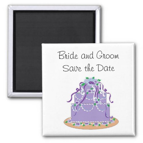 Elegant Purple Cake Save the Date Magnet