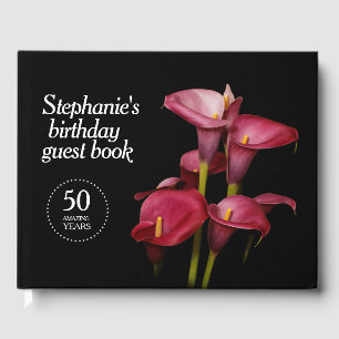 Elegant Purple Calla Lilies 50th Any Year Birthday Guest Book